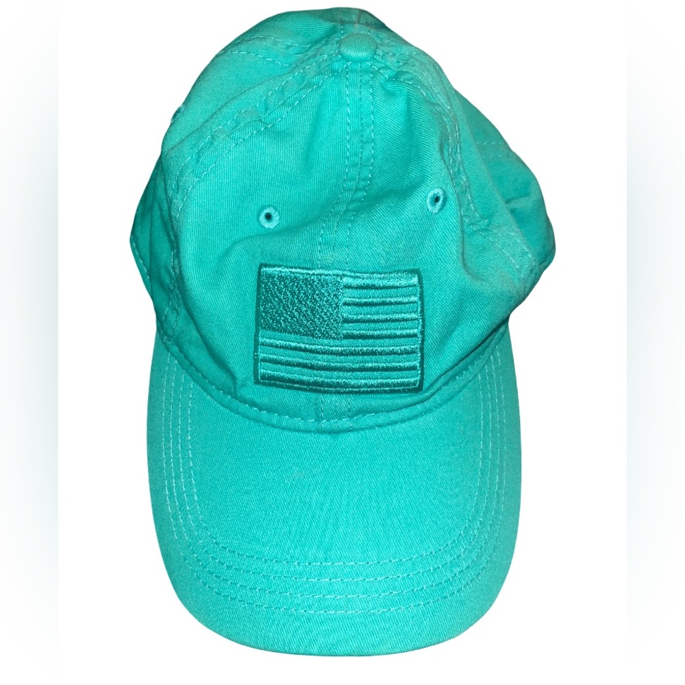 Teal Baseball Cap with Flag Embroidery